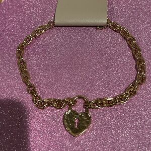 Urban Outfitters Gold Heart Lock Chain Necklace